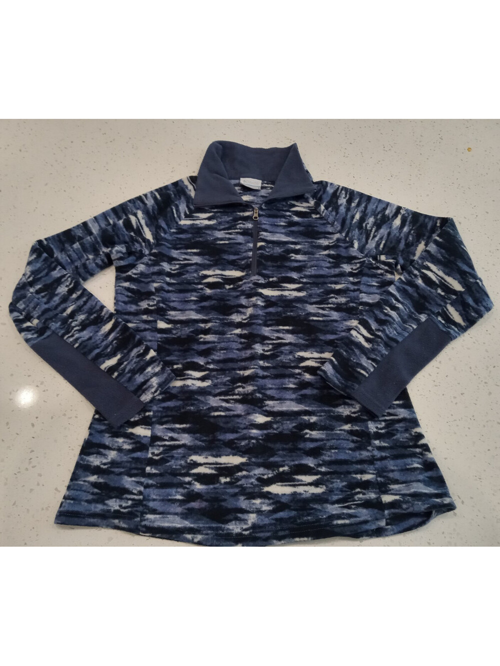 Columbia Glacial IV Fleece Womens Medium Blue Abstract Geometric 1/2 Zip Pullove